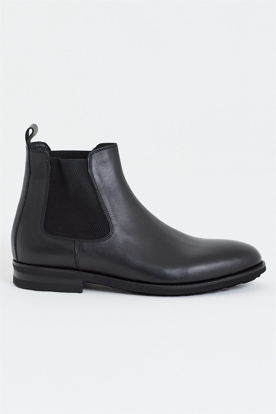 Black Leather Chelsea Boots-SB201