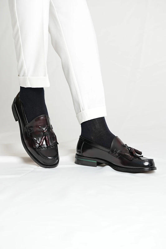 Men's Burgundy Calf Kiltie Moccasin