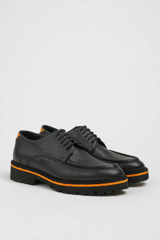 Black Milled Derby Laces Shoes