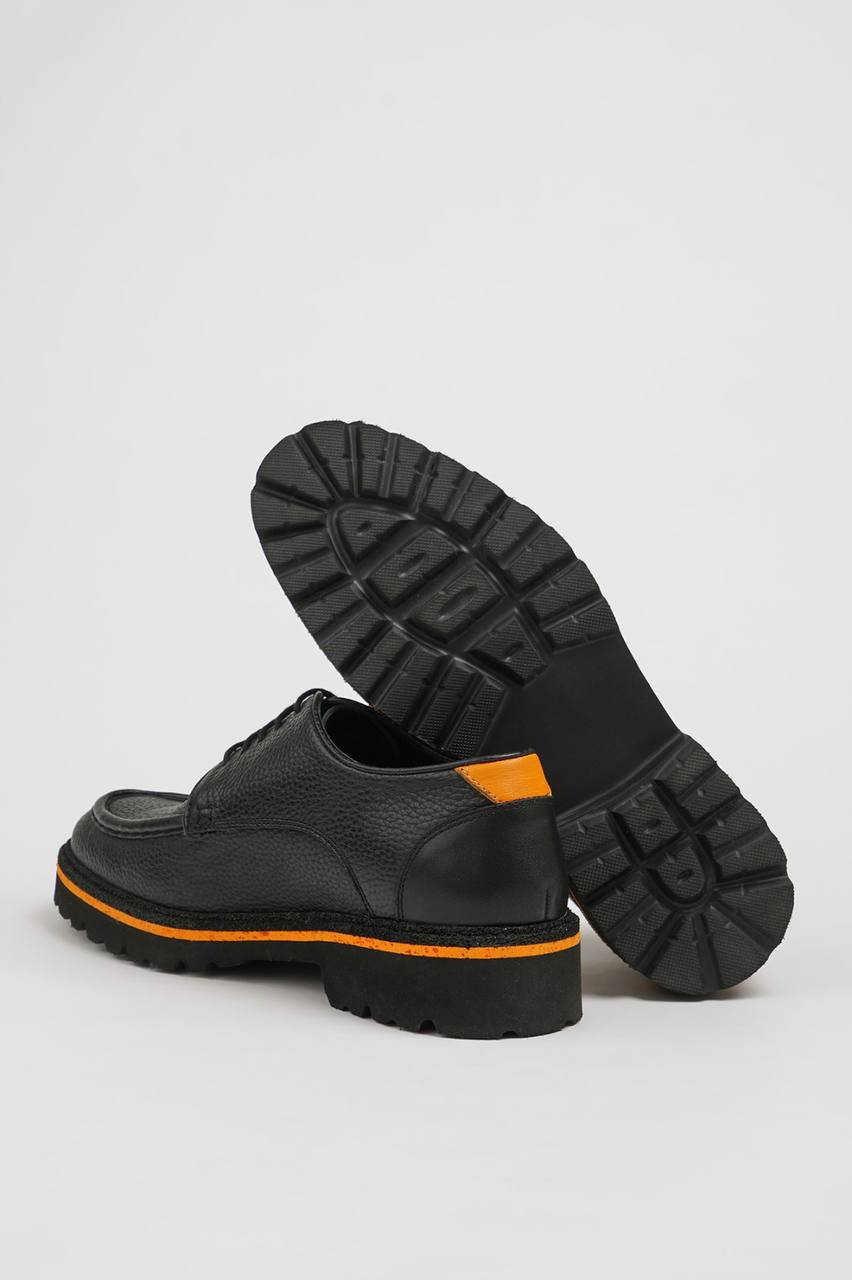 Black Milled Derby Laces Shoes