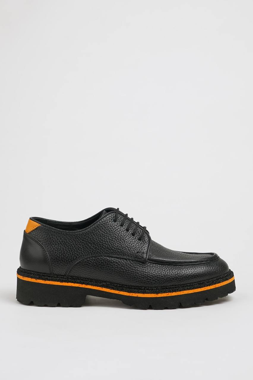 Black Milled Derby Laces Shoes