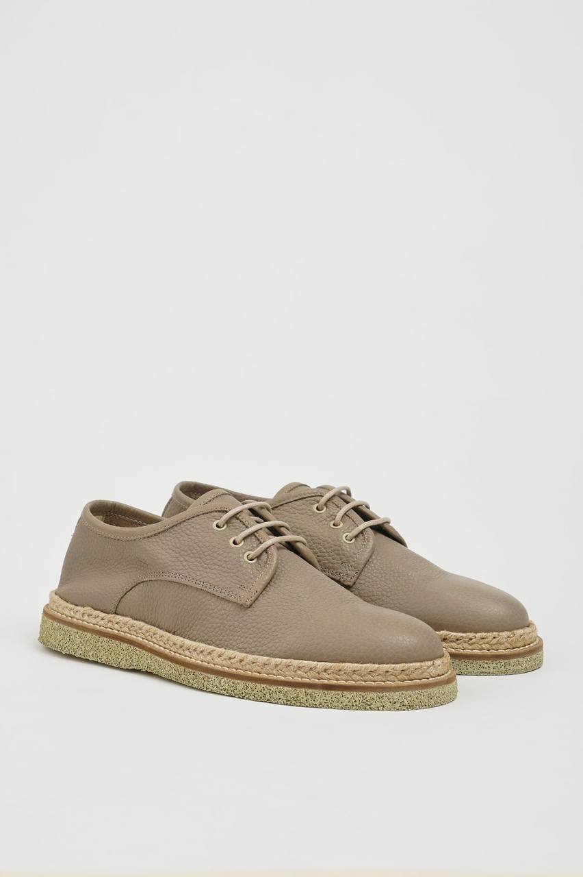 Beige Nubuck Crape Sole Shoes