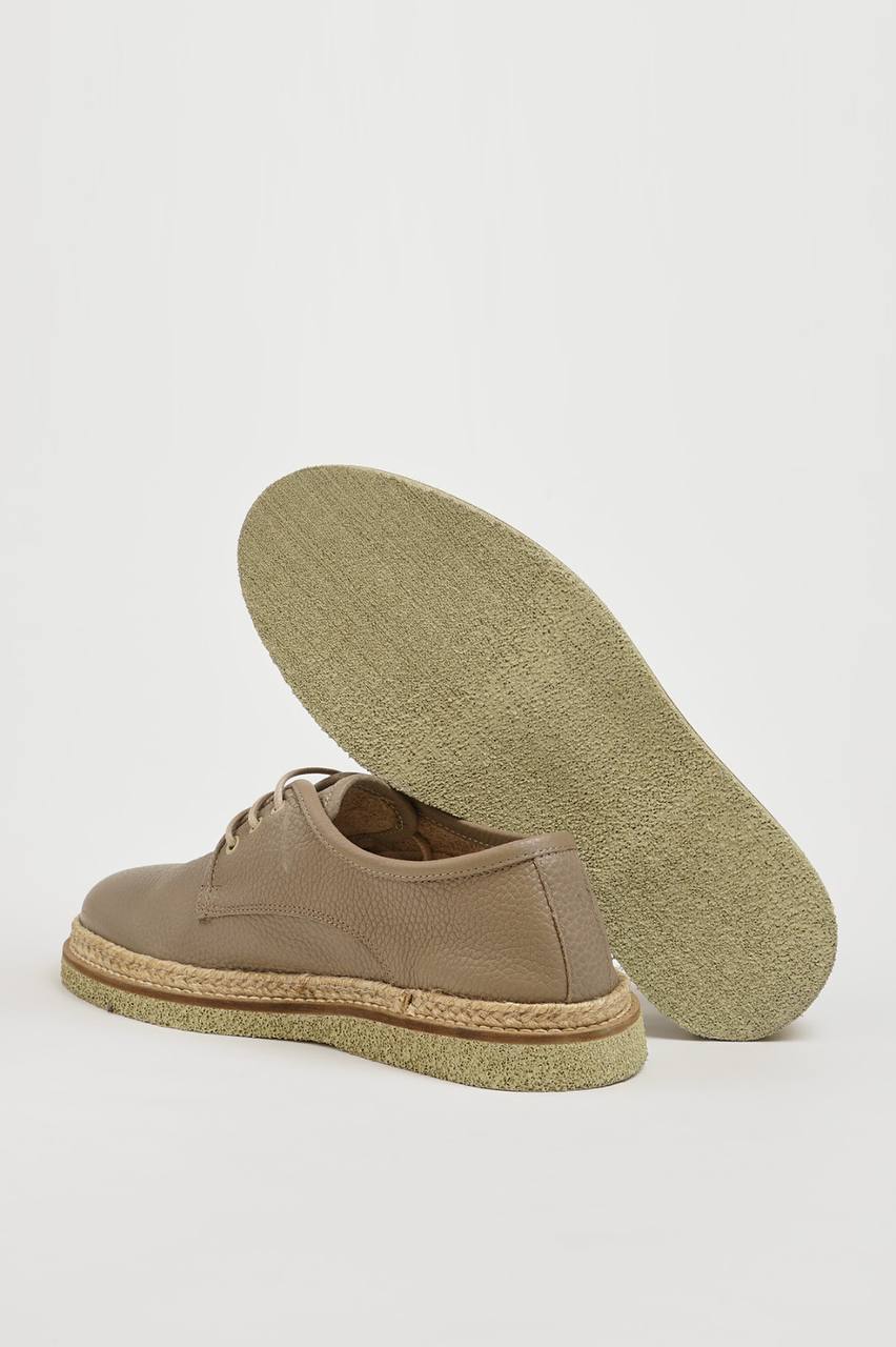 Beige Nubuck Crape Sole Shoes