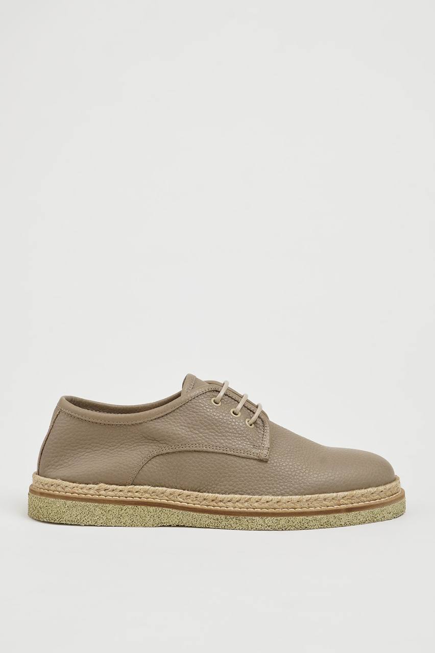 Beige Nubuck Crape Sole Shoes