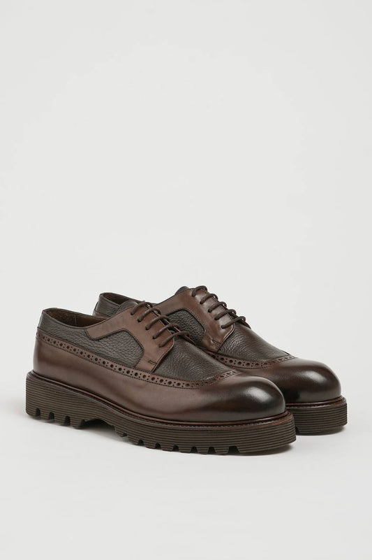Brown Shaded Derby Brogue Laces Shoes