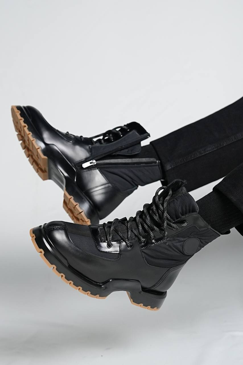 Black Calf Lace-up Boots