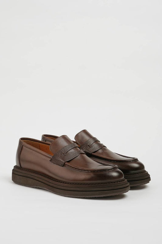 Brown Shaded Penny High Sole Loafer