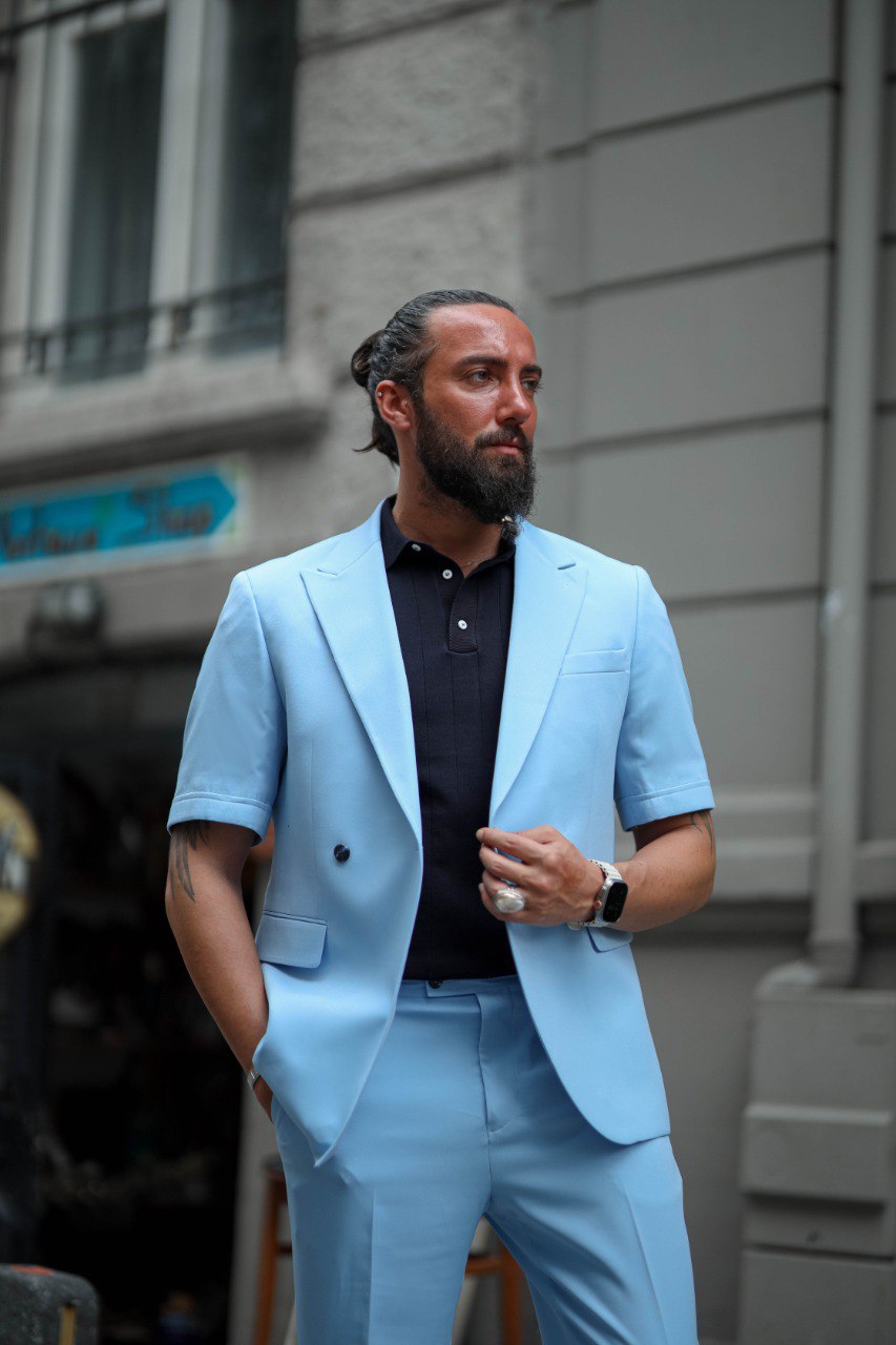 Blue Short Sleve Suit
