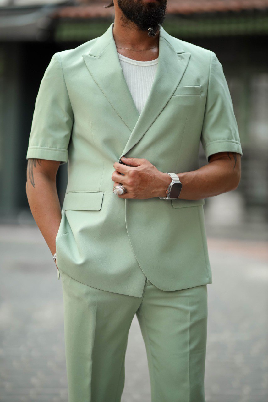 Beige Special Design Zero Arm Set Suit