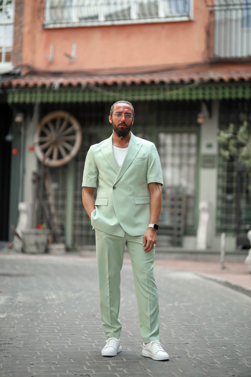 Beige Special Design Zero Arm Set Suit