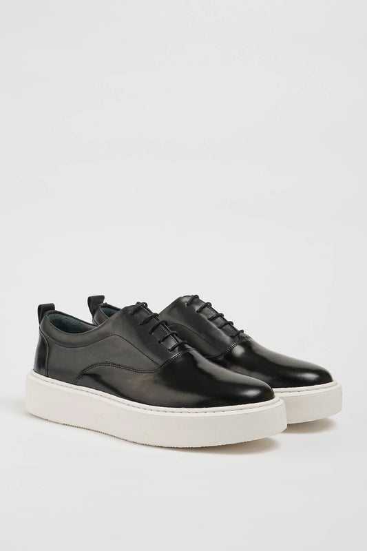 Black Safari Calf Leather Eva Sole Casual Shoes