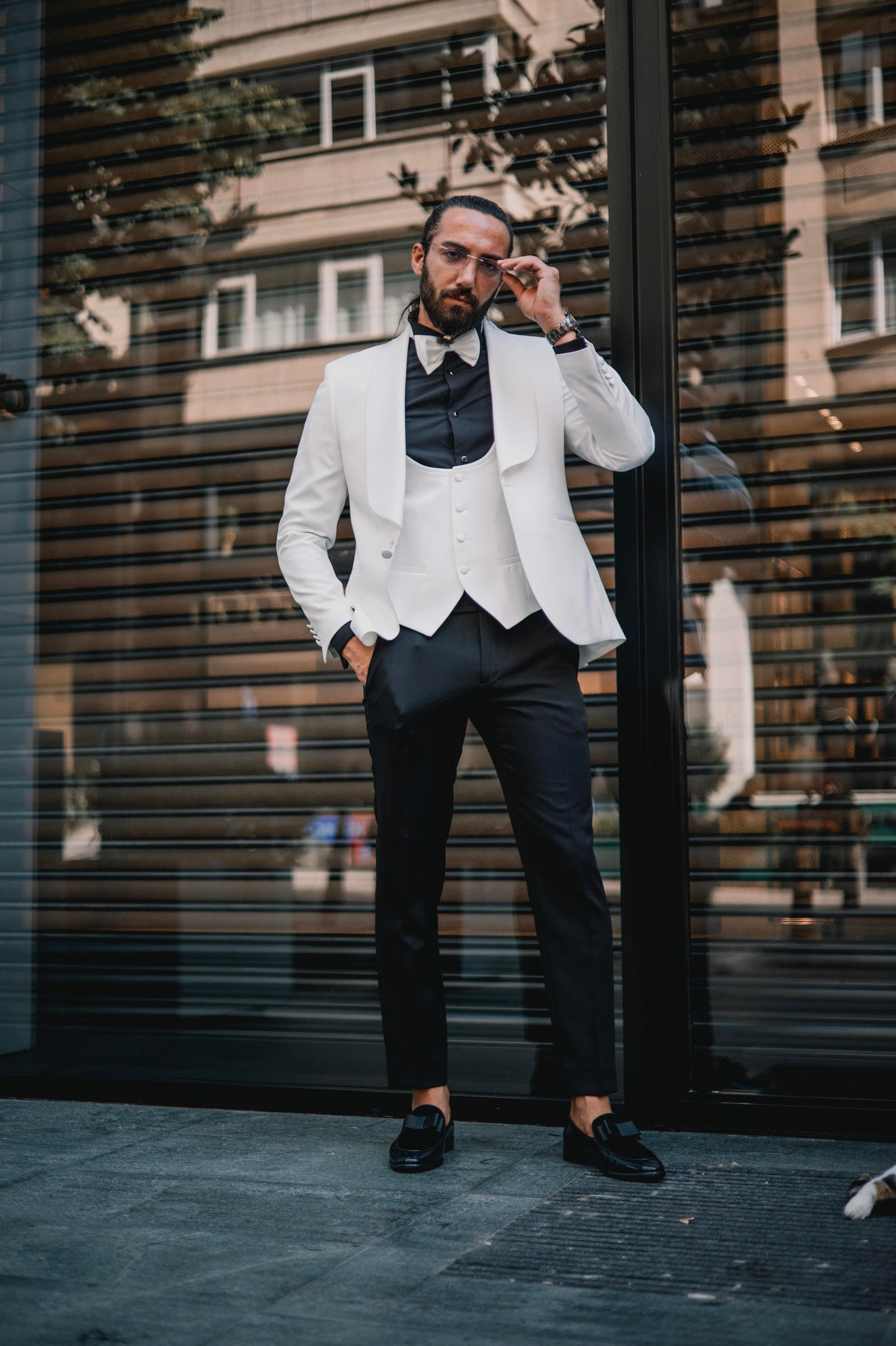 White Shawl Collar Slim Fit Men's Wedding Suit